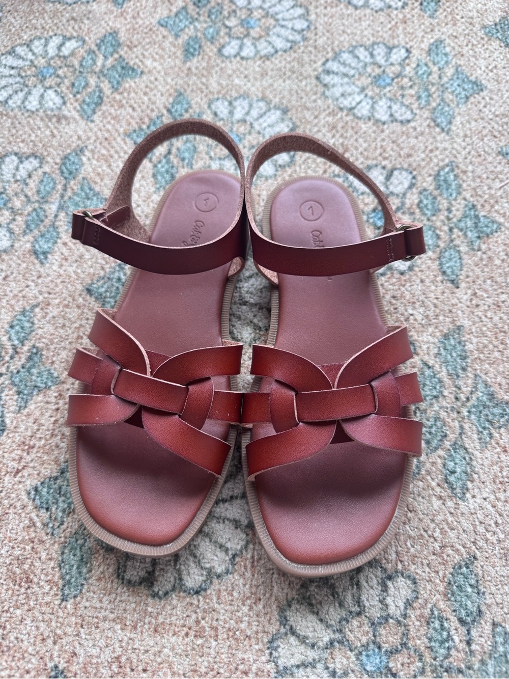 Cat & Jack Brown Braided Strap Girls' Sandals size 1